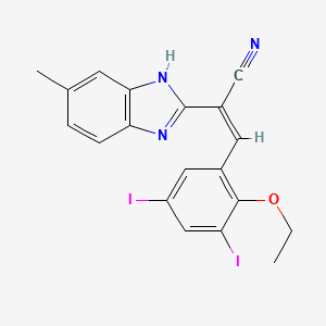 molecular formula C19H15I2N3O B5392770 (Z)-3-(2-ethoxy-3,5-diiodophenyl)-2-(6-methyl-1H-benzimidazol-2-yl)prop-2-enenitrile 