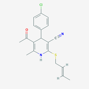 molecular formula C19H19ClN2OS B5392799 5-acetyl-2-[(E)-but-2-enyl]sulfanyl-4-(4-chlorophenyl)-6-methyl-1,4-dihydropyridine-3-carbonitrile 
