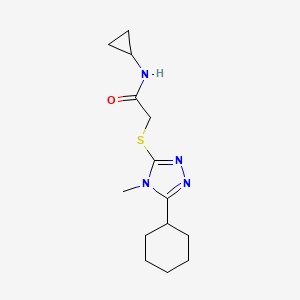 molecular formula C14H22N4OS B5392820 2-[(5-cyclohexyl-4-methyl-4H-1,2,4-triazol-3-yl)sulfanyl]-N-cyclopropylacetamide 