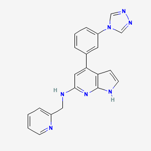 molecular formula C21H17N7 B5392892 N-(pyridin-2-ylmethyl)-4-[3-(4H-1,2,4-triazol-4-yl)phenyl]-1H-pyrrolo[2,3-b]pyridin-6-amine 