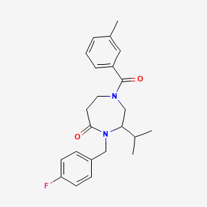 molecular formula C23H27FN2O2 B5392955 4-(4-fluorobenzyl)-3-isopropyl-1-(3-methylbenzoyl)-1,4-diazepan-5-one 