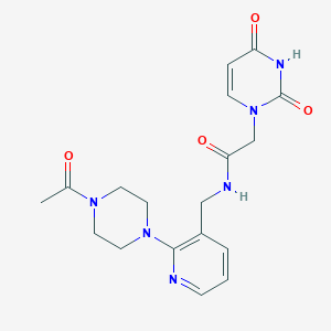 molecular formula C18H22N6O4 B5393043 N-{[2-(4-acetylpiperazin-1-yl)pyridin-3-yl]methyl}-2-(2,4-dioxo-3,4-dihydropyrimidin-1(2H)-yl)acetamide 