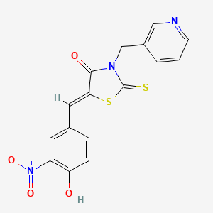 molecular formula C16H11N3O4S2 B5393094 5-(4-hydroxy-3-nitrobenzylidene)-3-(3-pyridinylmethyl)-2-thioxo-1,3-thiazolidin-4-one 