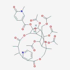 molecular formula C43H50N2O19 B053934 [19,21,22,24-Tetraacetyloxy-20-(acetyloxymethyl)-25-hydroxy-3,13,14,25-tetramethyl-6,15-dioxo-2,5,16-trioxa-11-azapentacyclo[15.7.1.01,20.03,23.07,12]pentacosa-7(12),8,10-trien-18-yl] 1-methyl-6-oxopyridine-3-carboxylate CAS No. 125227-50-1