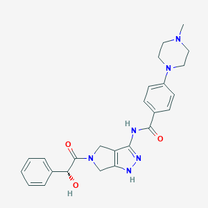 N-{5-[(2R)-2-hydroxy-2-phenylacetyl]-1H,4H,5H,6H-pyrrolo[3,4-c]pyrazol-3-yl}-4-(4-methylpiperazin-1-yl)benzamide
