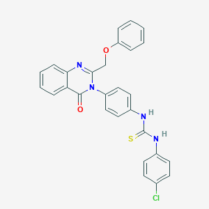 molecular formula C28H21ClN4O2S B053939 Thiourea, N-(4-chlorophenyl)-N'-(4-(4-oxo-2-(phenoxymethyl)-3(4H)-quinazolinyl)phenyl)- CAS No. 118526-00-4