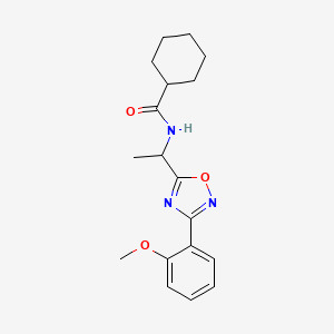 molecular formula C18H23N3O3 B5394078 N-{1-[3-(2-methoxyphenyl)-1,2,4-oxadiazol-5-yl]ethyl}cyclohexanecarboxamide 
