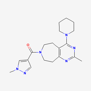 molecular formula C19H26N6O B5394553 2-methyl-7-[(1-methyl-1H-pyrazol-4-yl)carbonyl]-4-piperidin-1-yl-6,7,8,9-tetrahydro-5H-pyrimido[4,5-d]azepine 