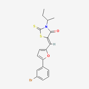 molecular formula C18H16BrNO2S2 B5394616 (5Z)-5-[[5-(3-bromophenyl)furan-2-yl]methylidene]-3-butan-2-yl-2-sulfanylidene-1,3-thiazolidin-4-one 