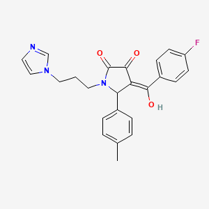 molecular formula C24H22FN3O3 B5395062 4-(4-fluorobenzoyl)-3-hydroxy-1-[3-(1H-imidazol-1-yl)propyl]-5-(4-methylphenyl)-2,5-dihydro-1H-pyrrol-2-one 