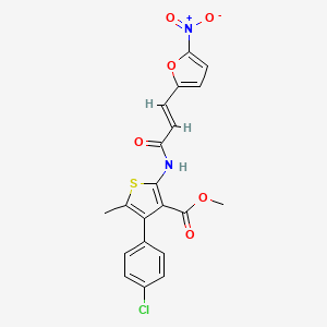 molecular formula C20H15ClN2O6S B5395095 METHYL 4-(4-CHLOROPHENYL)-5-METHYL-2-{[(E)-3-(5-NITRO-2-FURYL)-2-PROPENOYL]AMINO}-3-THIOPHENECARBOXYLATE 