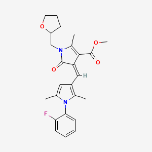 molecular formula C25H27FN2O4 B5395282 methyl (4Z)-4-{[1-(2-fluorophenyl)-2,5-dimethyl-1H-pyrrol-3-yl]methylidene}-2-methyl-5-oxo-1-(tetrahydrofuran-2-ylmethyl)-4,5-dihydro-1H-pyrrole-3-carboxylate 