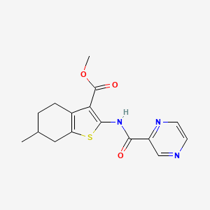 molecular formula C16H17N3O3S B5395591 methyl 6-methyl-2-[(pyrazin-2-ylcarbonyl)amino]-4,5,6,7-tetrahydro-1-benzothiophene-3-carboxylate CAS No. 303134-32-9