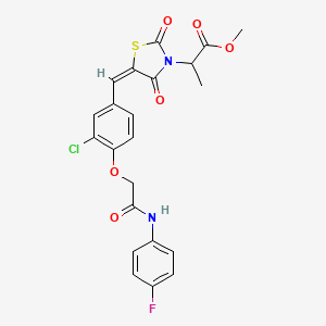 molecular formula C22H18ClFN2O6S B5395785 methyl 2-[(5E)-5-(3-chloro-4-{2-[(4-fluorophenyl)amino]-2-oxoethoxy}benzylidene)-2,4-dioxo-1,3-thiazolidin-3-yl]propanoate 