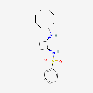 molecular formula C18H28N2O2S B5396418 N-[(1S,2R)-2-(cyclooctylamino)cyclobutyl]benzenesulfonamide 