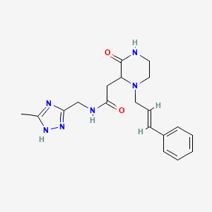 molecular formula C19H24N6O2 B5396510 N-[(5-methyl-1H-1,2,4-triazol-3-yl)methyl]-2-{3-oxo-1-[(2E)-3-phenyl-2-propen-1-yl]-2-piperazinyl}acetamide 