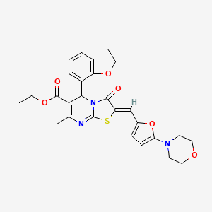 molecular formula C27H29N3O6S B5396557 ethyl (2Z)-5-(2-ethoxyphenyl)-7-methyl-2-[(5-morpholin-4-ylfuran-2-yl)methylidene]-3-oxo-5H-[1,3]thiazolo[3,2-a]pyrimidine-6-carboxylate 