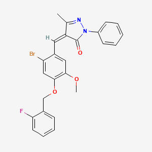 molecular formula C25H20BrFN2O3 B5397051 (4Z)-4-[[2-bromo-4-[(2-fluorophenyl)methoxy]-5-methoxyphenyl]methylidene]-5-methyl-2-phenylpyrazol-3-one 