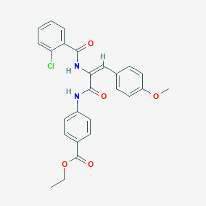 molecular formula C26H23ClN2O5 B5397440 ethyl 4-[[(E)-2-[(2-chlorobenzoyl)amino]-3-(4-methoxyphenyl)prop-2-enoyl]amino]benzoate 
