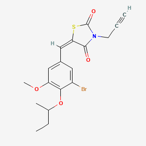 molecular formula C18H18BrNO4S B5398060 (5E)-5-[3-bromo-4-(butan-2-yloxy)-5-methoxybenzylidene]-3-(prop-2-yn-1-yl)-1,3-thiazolidine-2,4-dione 