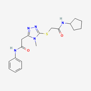 molecular formula C18H23N5O2S B5398515 2-(5-{[2-(cyclopentylamino)-2-oxoethyl]sulfanyl}-4-methyl-4H-1,2,4-triazol-3-yl)-N-phenylacetamide 