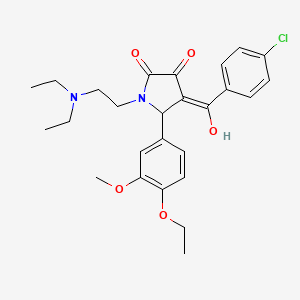 molecular formula C26H31ClN2O5 B5398712 (4E)-4-[(4-chlorophenyl)-hydroxymethylidene]-1-[2-(diethylamino)ethyl]-5-(4-ethoxy-3-methoxyphenyl)pyrrolidine-2,3-dione 
