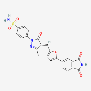 molecular formula C23H16N4O6S B5398857 4-[(4E)-4-{[5-(1,3-Dioxo-2,3-dihydro-1H-isoindol-5-YL)furan-2-YL]methylidene}-3-methyl-5-oxo-4,5-dihydro-1H-pyrazol-1-YL]benzene-1-sulfonamide 