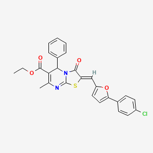 molecular formula C27H21ClN2O4S B5399179 ethyl (2Z)-2-{[5-(4-chlorophenyl)furan-2-yl]methylidene}-7-methyl-3-oxo-5-phenyl-2,3-dihydro-5H-[1,3]thiazolo[3,2-a]pyrimidine-6-carboxylate 