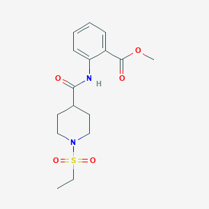 molecular formula C16H22N2O5S B5399281 Methyl 2-({[1-(ethylsulfonyl)piperidin-4-yl]carbonyl}amino)benzoate 