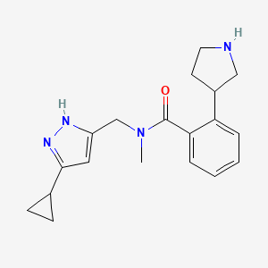 molecular formula C19H24N4O B5399456 N-[(3-cyclopropyl-1H-pyrazol-5-yl)methyl]-N-methyl-2-pyrrolidin-3-ylbenzamide 