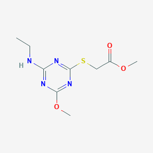 molecular formula C9H14N4O3S B5399536 Methyl 2-[[4-(ethylamino)-6-methoxy-1,3,5-triazin-2-yl]sulfanyl]acetate 