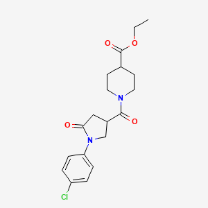 molecular formula C19H23ClN2O4 B5400192 ethyl 1-[1-(4-chlorophenyl)-5-oxopyrrolidine-3-carbonyl]piperidine-4-carboxylate 