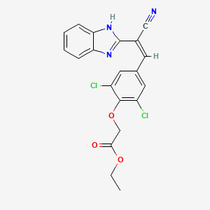 molecular formula C20H15Cl2N3O3 B5400215 ethyl {4-[(Z)-2-(1H-benzimidazol-2-yl)-2-cyanoethenyl]-2,6-dichlorophenoxy}acetate 