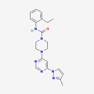 molecular formula C21H25N7O B5400316 N-(2-ethylphenyl)-4-[6-(3-methyl-1H-pyrazol-1-yl)-4-pyrimidinyl]-1-piperazinecarboxamide 