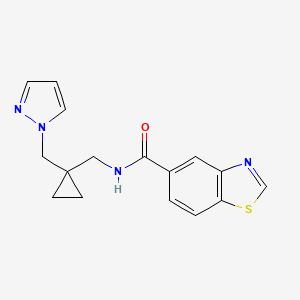 molecular formula C16H16N4OS B5400967 N-{[1-(1H-pyrazol-1-ylmethyl)cyclopropyl]methyl}-1,3-benzothiazole-5-carboxamide 