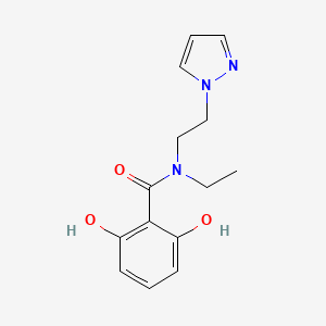 molecular formula C14H17N3O3 B5401166 N-ethyl-2,6-dihydroxy-N-[2-(1H-pyrazol-1-yl)ethyl]benzamide 