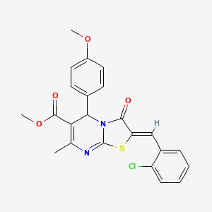 molecular formula C23H19ClN2O4S B5401352 methyl 2-(2-chlorobenzylidene)-5-(4-methoxyphenyl)-7-methyl-3-oxo-2,3-dihydro-5H-[1,3]thiazolo[3,2-a]pyrimidine-6-carboxylate 