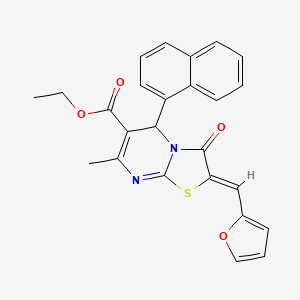 molecular formula C25H20N2O4S B5401434 ethyl (2Z)-2-(furan-2-ylmethylidene)-7-methyl-5-(naphthalen-1-yl)-3-oxo-2,3-dihydro-5H-[1,3]thiazolo[3,2-a]pyrimidine-6-carboxylate 