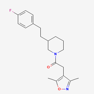 molecular formula C20H25FN2O2 B5401532 1-[(3,5-dimethyl-4-isoxazolyl)acetyl]-3-[2-(4-fluorophenyl)ethyl]piperidine 