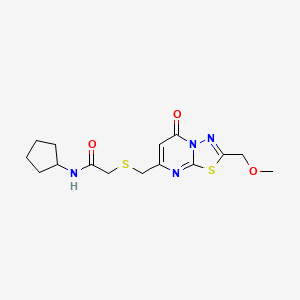 molecular formula C15H20N4O3S2 B5401834 N-cyclopentyl-2-({[2-(methoxymethyl)-5-oxo-5H-[1,3,4]thiadiazolo[3,2-a]pyrimidin-7-yl]methyl}sulfanyl)acetamide 