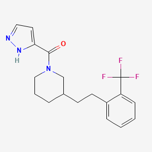 molecular formula C18H20F3N3O B5401888 1H-pyrazol-5-yl-[3-[2-[2-(trifluoromethyl)phenyl]ethyl]piperidin-1-yl]methanone 