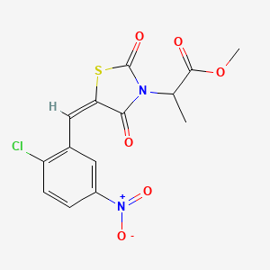 molecular formula C14H11ClN2O6S B5402018 methyl 2-[(5E)-5-(2-chloro-5-nitrobenzylidene)-2,4-dioxo-1,3-thiazolidin-3-yl]propanoate 