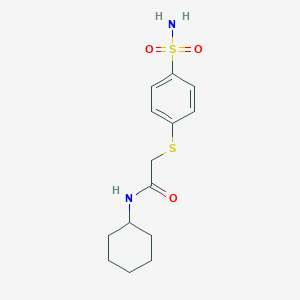 molecular formula C14H20N2O3S2 B5402155 N-cyclohexyl-2-(4-sulfamoylphenyl)sulfanylacetamide 