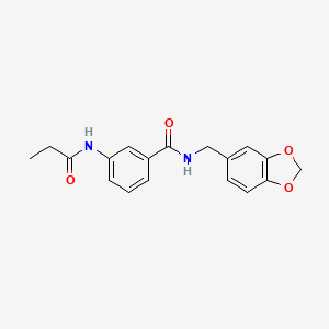 molecular formula C18H18N2O4 B5402988 N-(1,3-benzodioxol-5-ylmethyl)-3-(propanoylamino)benzamide 