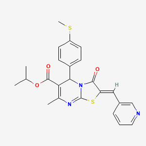 molecular formula C24H23N3O3S2 B5403484 propan-2-yl (2Z)-7-methyl-5-(4-methylsulfanylphenyl)-3-oxo-2-(pyridin-3-ylmethylidene)-5H-[1,3]thiazolo[3,2-a]pyrimidine-6-carboxylate 
