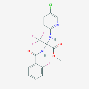 molecular formula C16H12ClF4N3O3 B5403772 METHYL 2-[(5-CHLOROPYRIDIN-2-YL)AMINO]-3,3,3-TRIFLUORO-2-[(2-FLUOROPHENYL)FORMAMIDO]PROPANOATE 