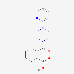 molecular formula C17H23N3O3 B5404043 2-{[4-(Pyridin-2-yl)piperazin-1-yl]carbonyl}cyclohexanecarboxylic acid 
