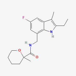 molecular formula C19H25FN2O2 B5404109 N-[(2-ethyl-5-fluoro-3-methyl-1H-indol-7-yl)methyl]-2-methyltetrahydro-2H-pyran-2-carboxamide 