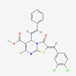 molecular formula C24H18Cl2N2O3S B5404175 methyl (2Z)-2-[(3,4-dichlorophenyl)methylidene]-7-methyl-3-oxo-5-[(E)-2-phenylethenyl]-5H-[1,3]thiazolo[3,2-a]pyrimidine-6-carboxylate 