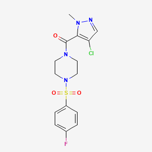 molecular formula C15H16ClFN4O3S B5404906 (4-CHLORO-1-METHYL-1H-PYRAZOL-5-YL){4-[(4-FLUOROPHENYL)SULFONYL]PIPERAZINO}METHANONE 